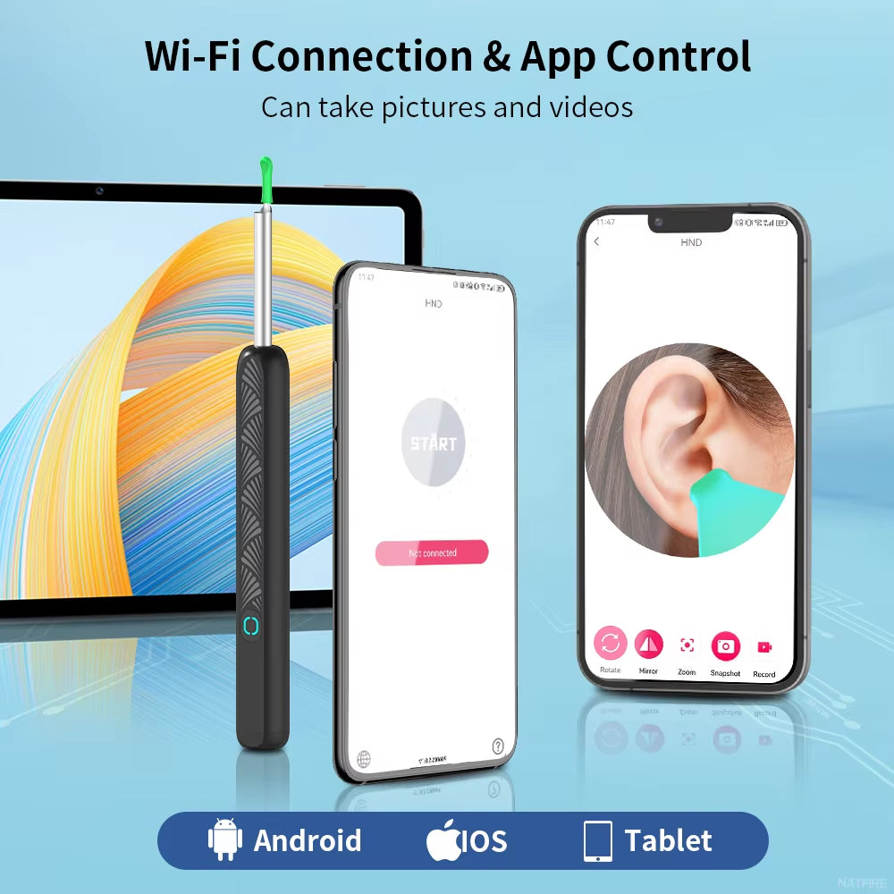Dropshipping Ear Cleaner with Camera Wireless Ear Sticks Otoscope USB C Charging Endoscope Wax Removal Tool Earpick Mini Camera